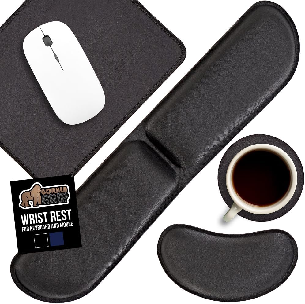 Memory Foam Wrist Rest for Computer Keyboard, 2 Piece Black
