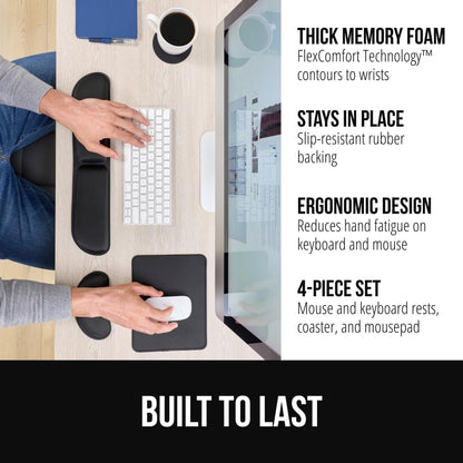 Memory Foam Wrist Rest for Computer Keyboard, 2 Piece Black