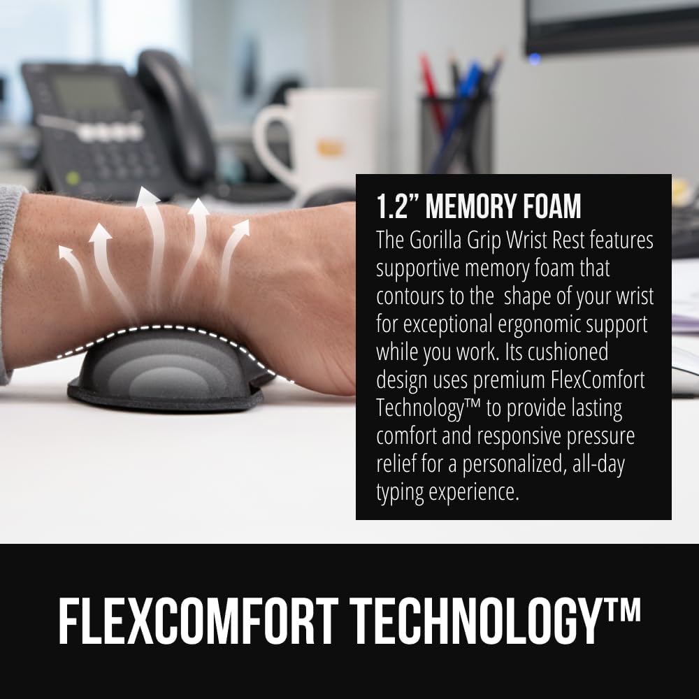 Memory Foam Wrist Rest for Computer Keyboard, 2 Piece Black