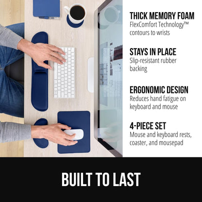 Memory Foam Wrist Rest for Computer Keyboard, 2 Piece Black