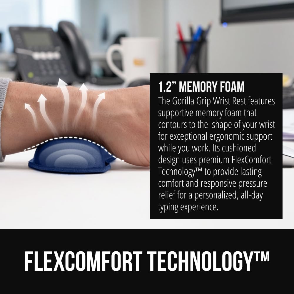 Memory Foam Wrist Rest for Computer Keyboard, 2 Piece Black