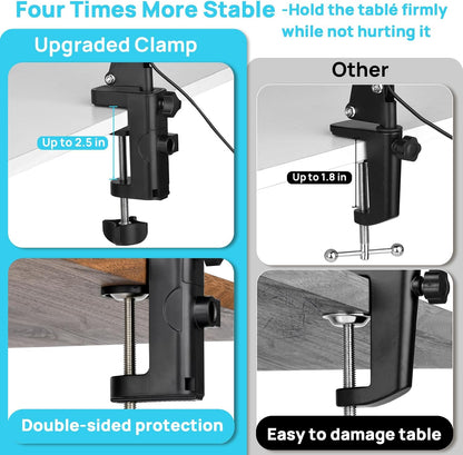 LED Magnifying Desk Lamp with Stand and Clamp for Repair, Crafts, Reading