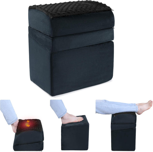 Adjustable Foot Rest for Under Desk at Work with Feet Warm Pocket, Ergonomic Foot Stools for Under Office Desk, Leg Rest for Desk with Machine Washable Cover