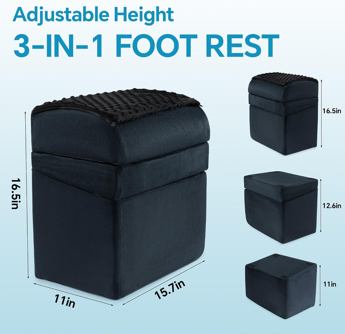 Adjustable Foot Rest for Under Desk at Work with Feet Warm Pocket, Ergonomic Foot Stools for Under Office Desk, Leg Rest for Desk with Machine Washable Cover