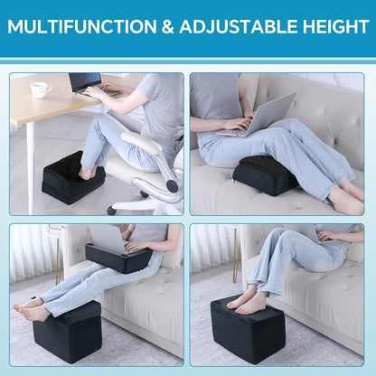 Adjustable Foot Rest for Under Desk at Work with Feet Warm Pocket, Ergonomic Foot Stools for Under Office Desk, Leg Rest for Desk with Machine Washable Cover