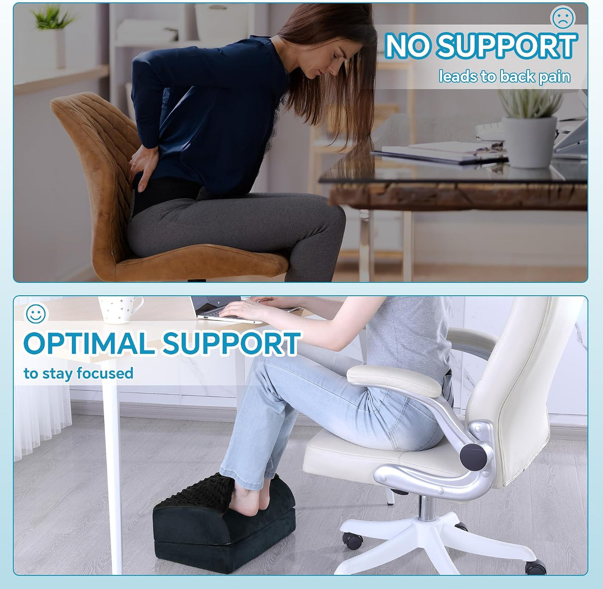 Adjustable Foot Rest for Under Desk at Work with Feet Warm Pocket, Ergonomic Foot Stools for Under Office Desk, Leg Rest for Desk with Machine Washable Cover