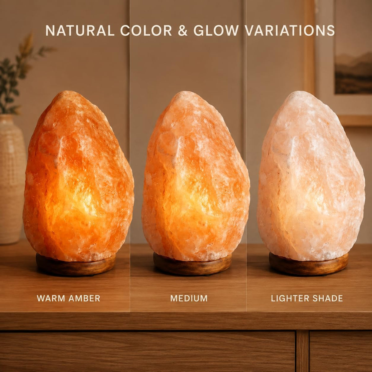WBM Salt Lamp - USB Himalayan Salt Lamp with Touch Dimmer Control, Natural Pink Crystal, 5-7 lbs, Wooden Base, LED Bulb, Room Decor, Home Decor, Relaxation, Ambiance, Gift