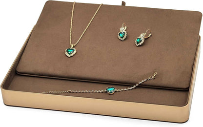 Metal Jewelry Tray, Valet Tray, Bedside Table and Desktop Organizer. It is Stackable and can be Used to Display Watches, Rings, Earrings and Bracelets（Brown）