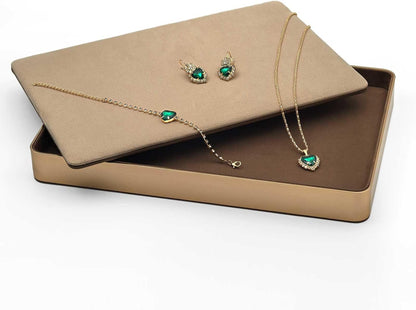 Metal Jewelry Tray, Valet Tray, Bedside Table and Desktop Organizer. It is Stackable and can be Used to Display Watches, Rings, Earrings and Bracelets（Brown）