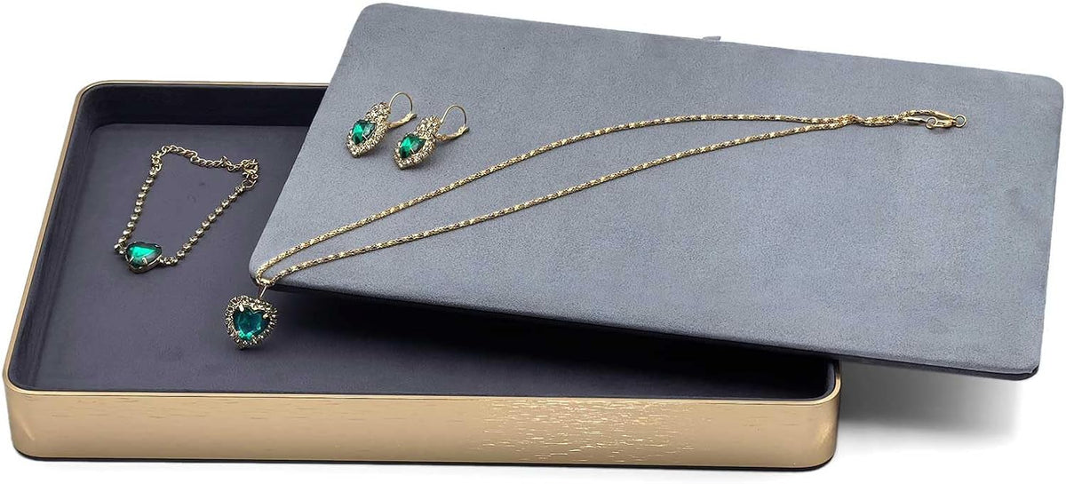 Metal Jewelry Tray, Valet Tray, Bedside Table and Desktop Organizer. It is Stackable and can be Used to Display Watches, Rings, Earrings and Bracelets（Brown）