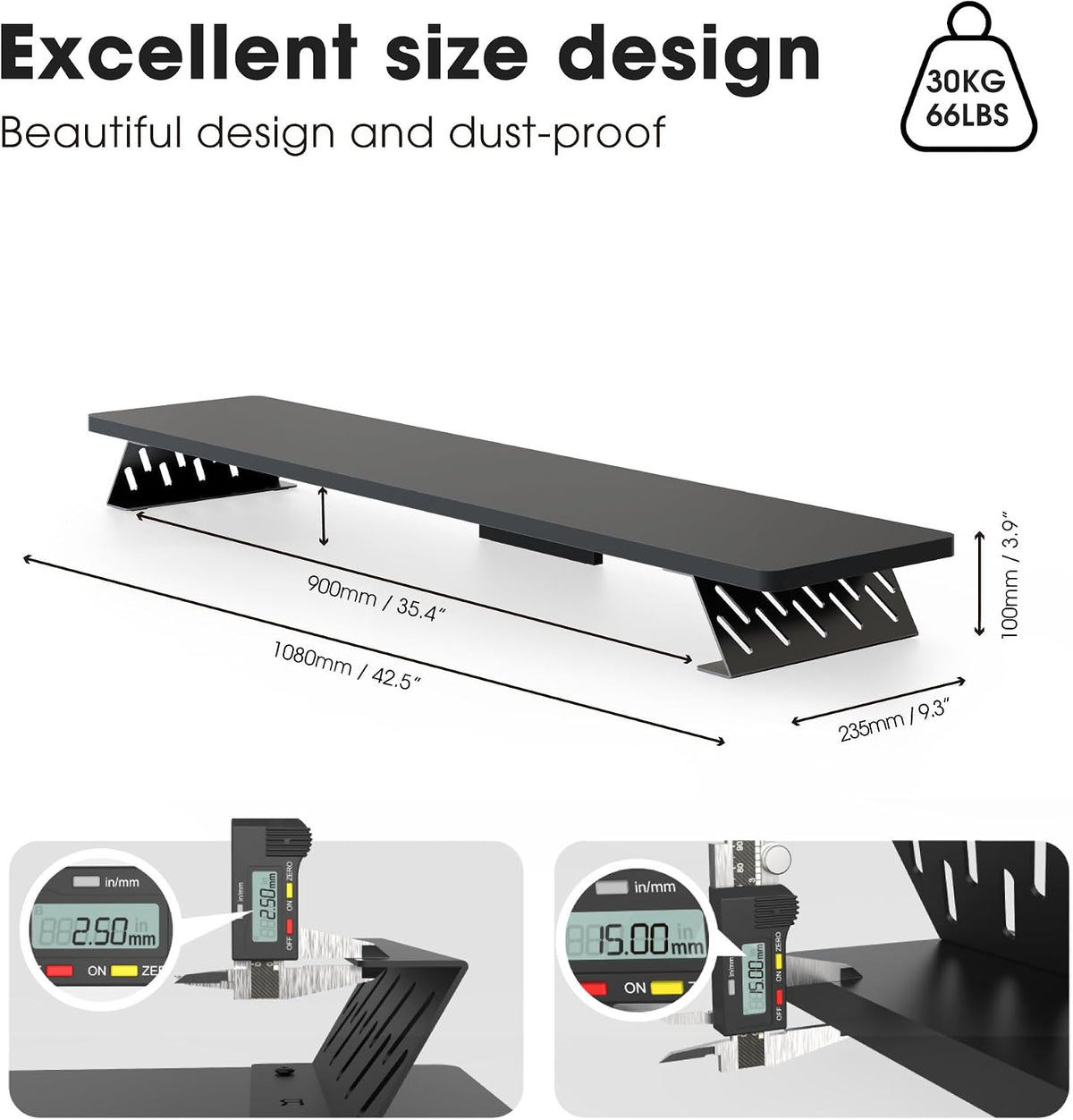 Monitor Stand Riser, Wooden & Metal Desk Shelf Organizer, Brown