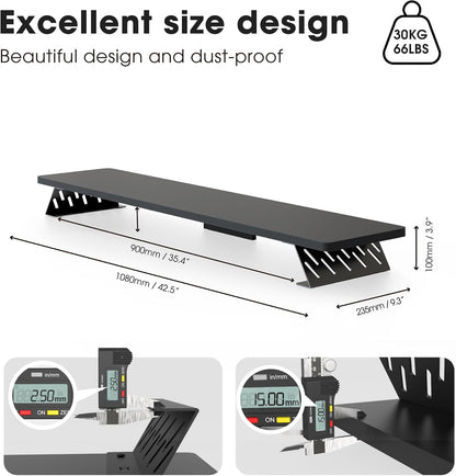 Monitor Stand Riser, Wooden & Metal Desk Shelf Organizer, Brown