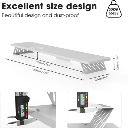 Monitor Stand Riser, Wooden & Metal Desk Shelf Organizer, Brown