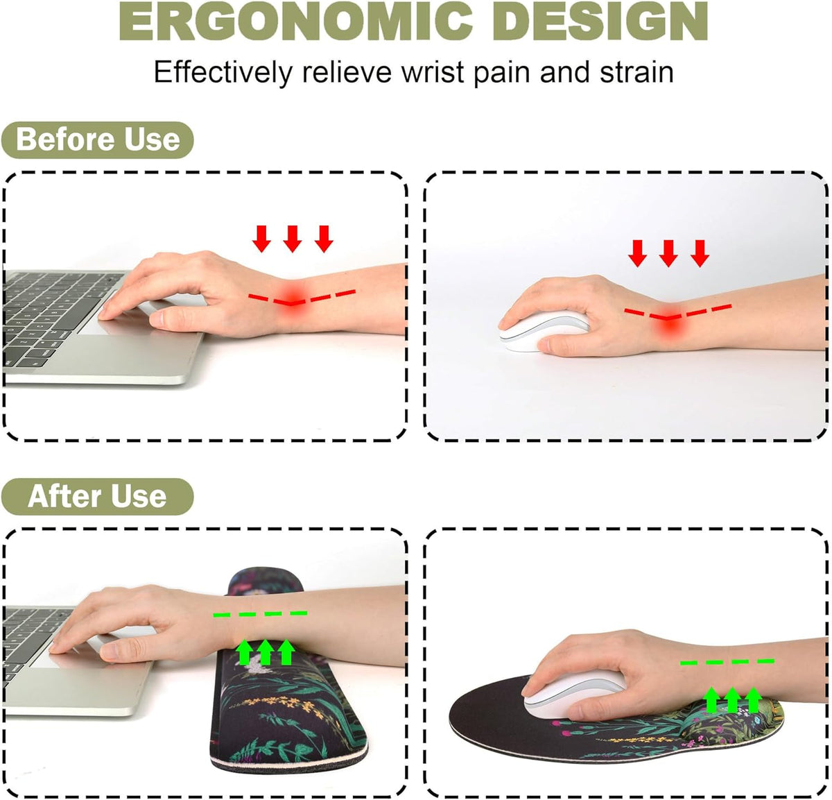 Ergonomic Mouse Pad with Wrist Rest and Keyboard Wrist Rest, Mousepad