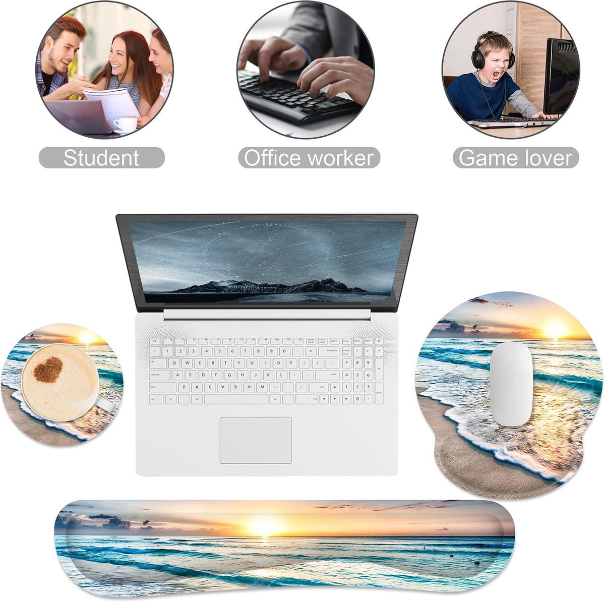Ergonomic Mouse Pad with Wrist Rest and Keyboard Wrist Rest, Mousepad