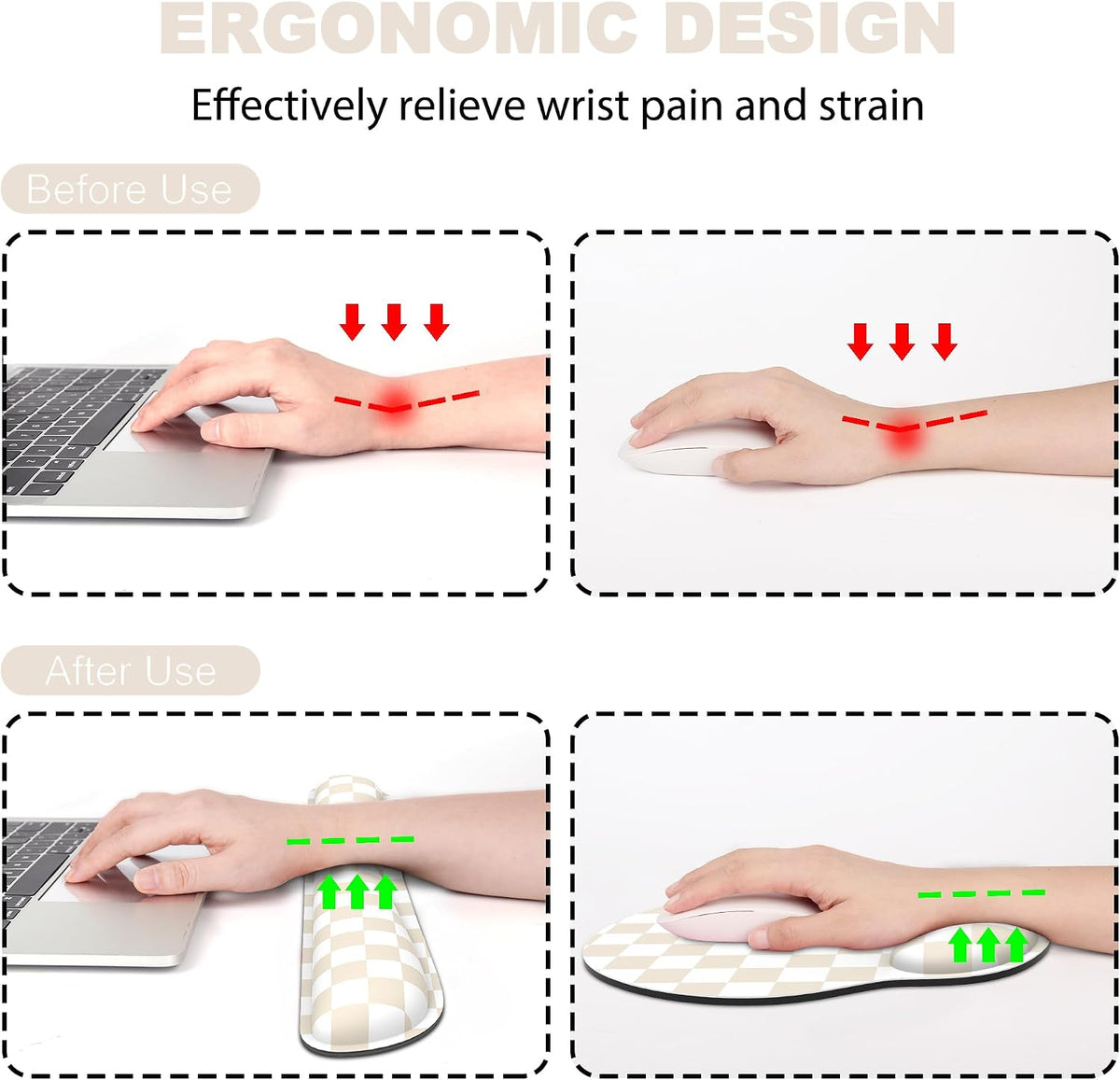 Ergonomic Mouse Pad with Wrist Rest and Keyboard Wrist Rest, Mousepad