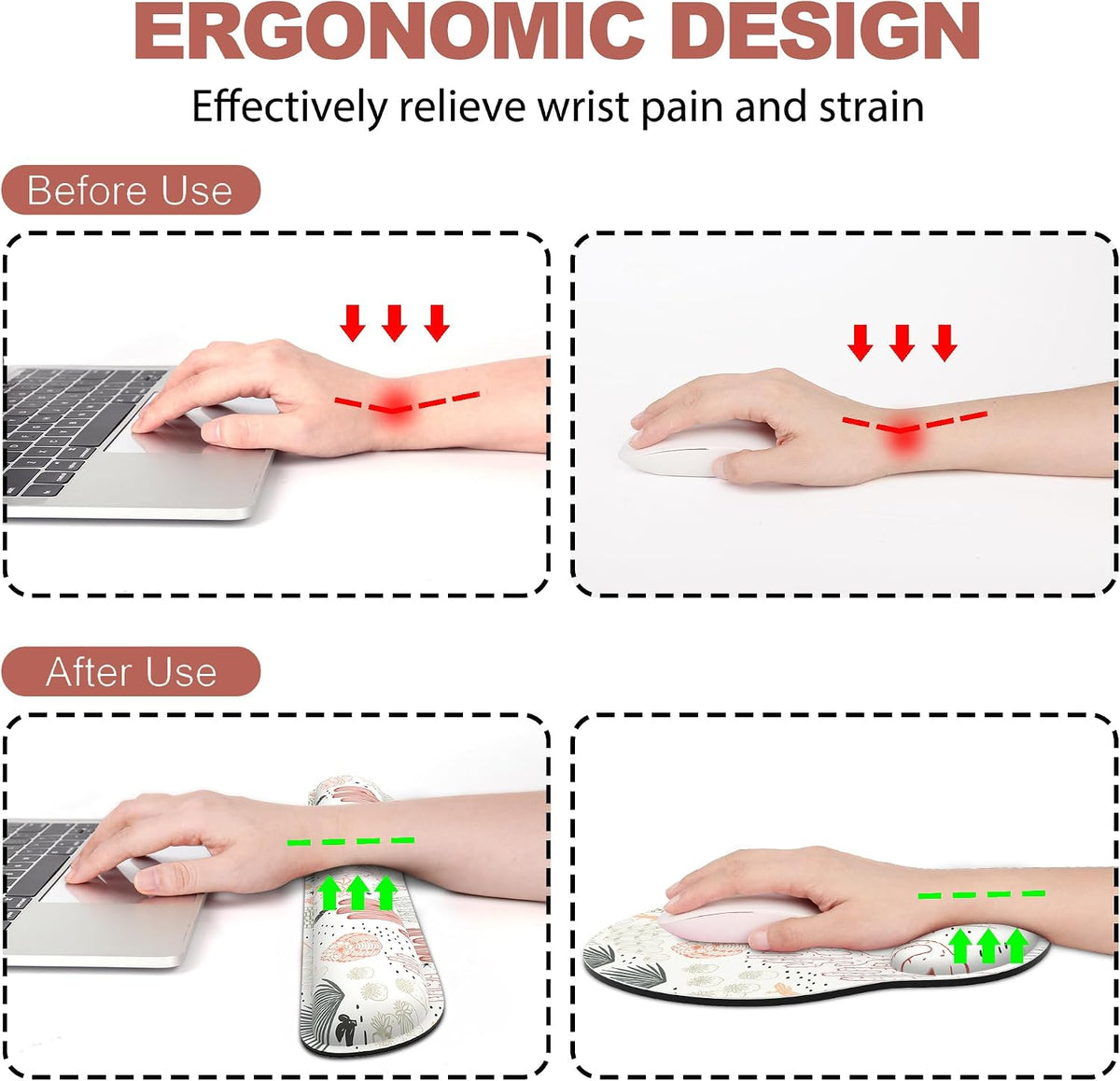 Ergonomic Mouse Pad with Wrist Rest and Keyboard Wrist Rest, Mousepad
