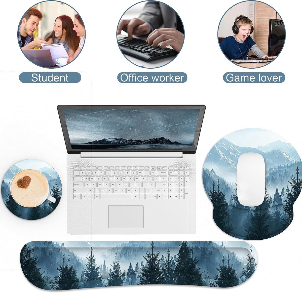 Ergonomic Mouse Pad with Wrist Rest and Keyboard Wrist Rest, Mousepad