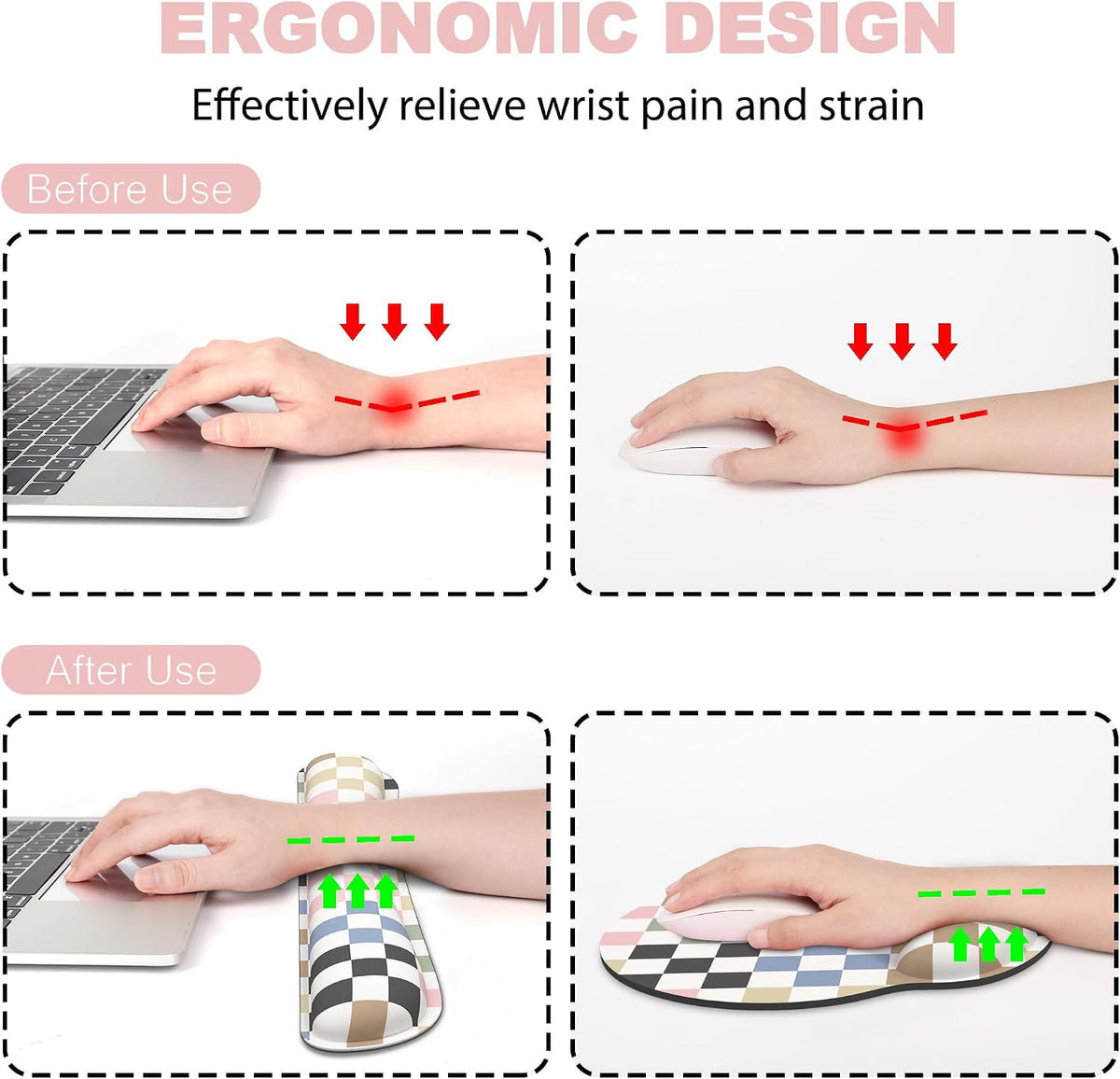 Ergonomic Mouse Pad with Wrist Rest and Keyboard Wrist Rest, Mousepad