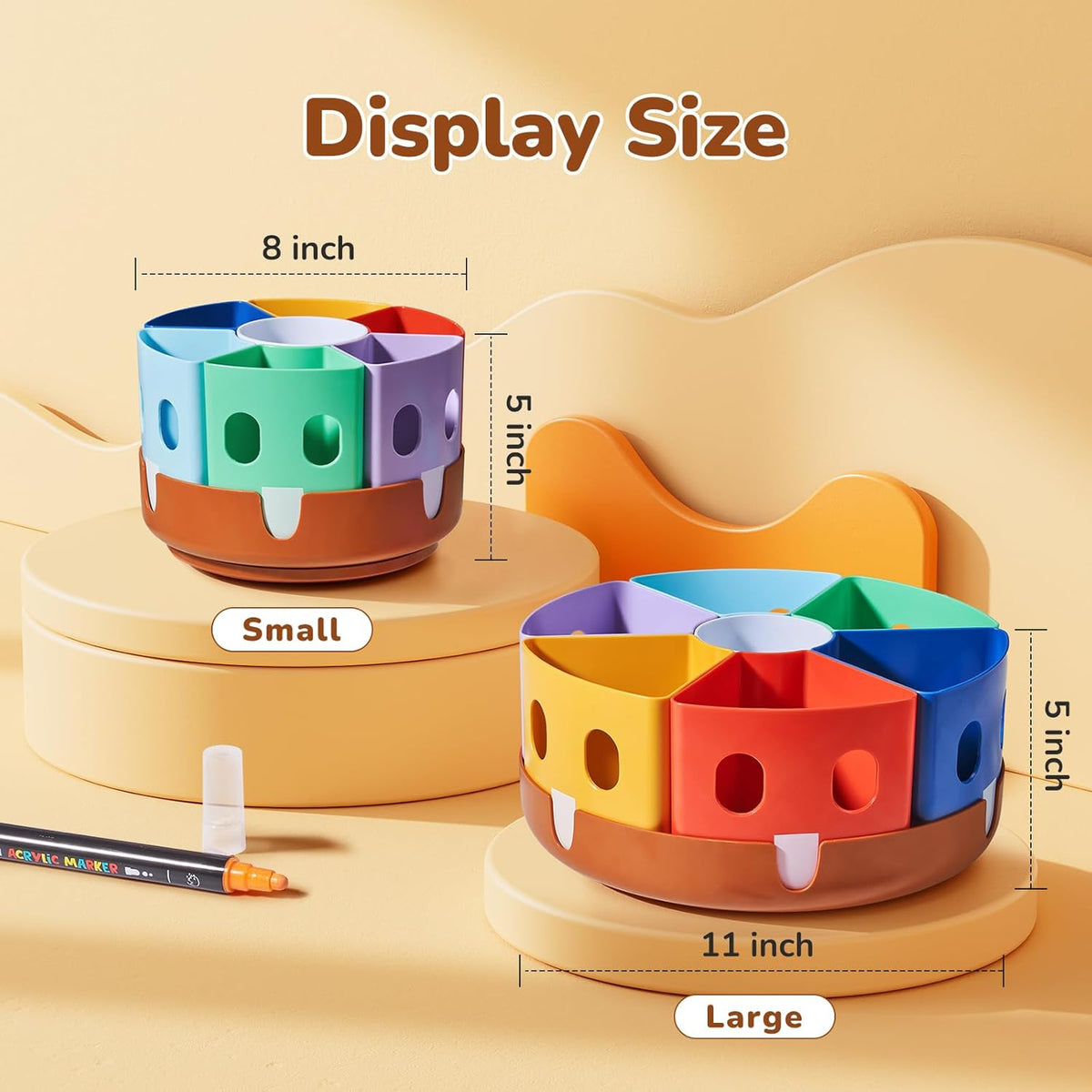 Rotating Art Supply Organizer, Lazy Susan Caddy, Large