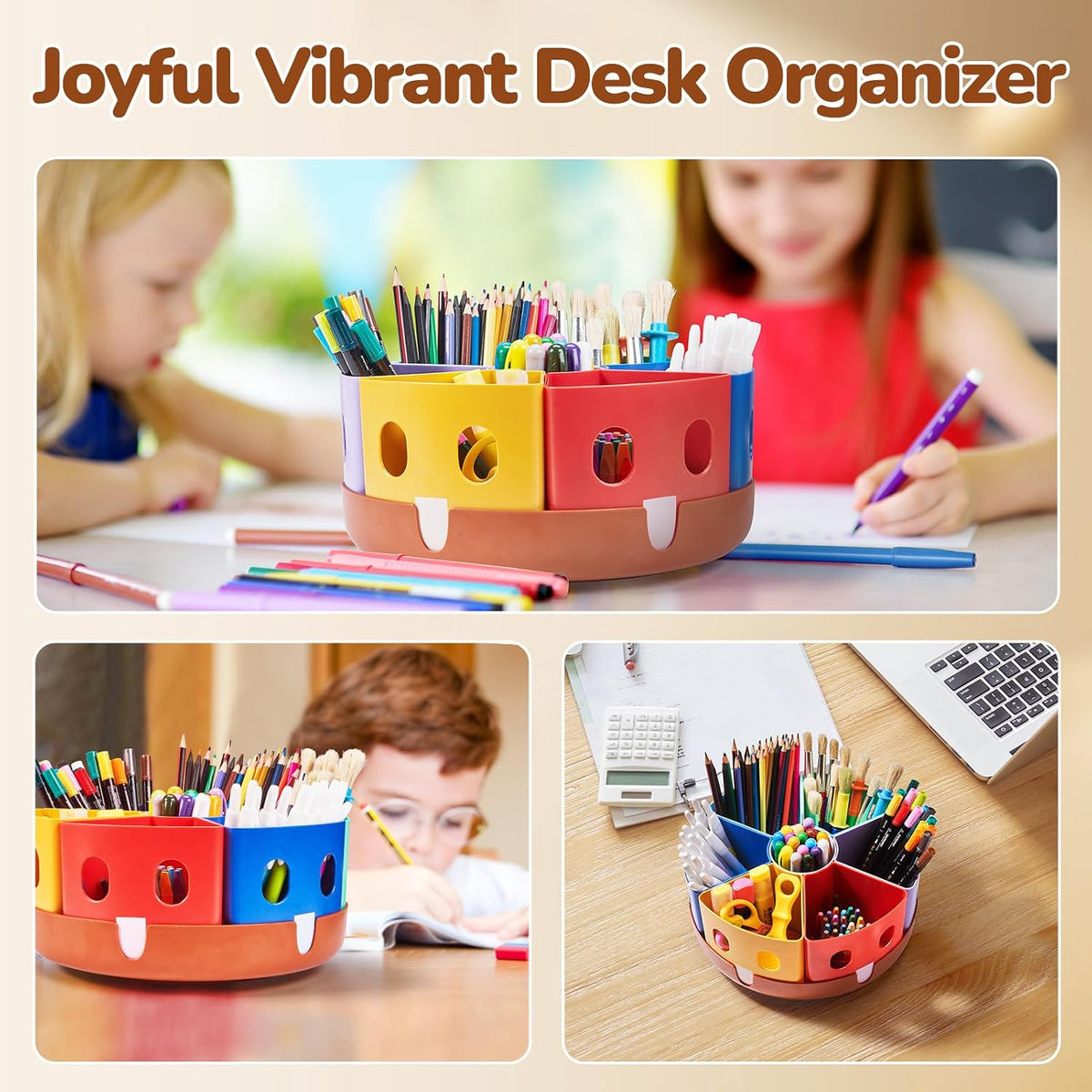 Rotating Art Supply Organizer, Lazy Susan Caddy, Large