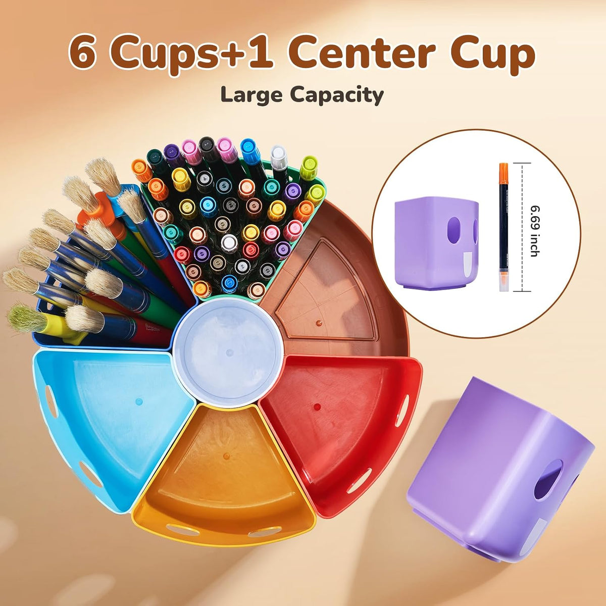Rotating Art Supply Organizer, Lazy Susan Caddy, Large