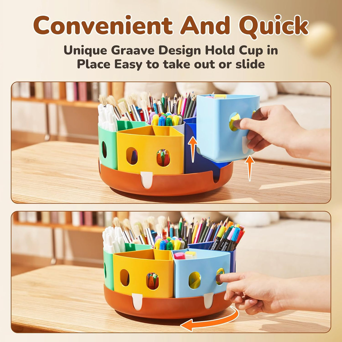 Rotating Art Supply Organizer, Lazy Susan Caddy, Large