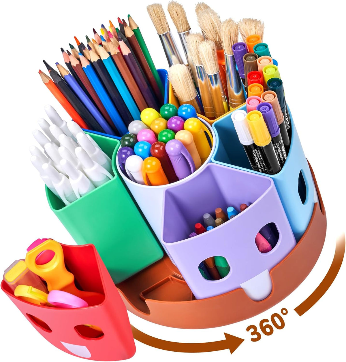Rotating Art Supply Organizer, Lazy Susan Caddy, Large