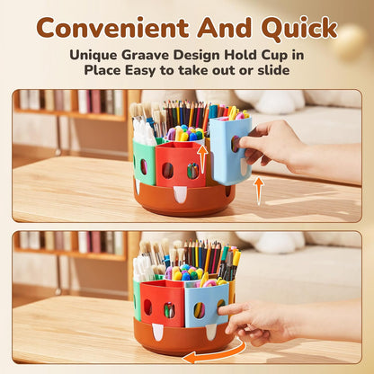 Rotating Art Supply Organizer, Lazy Susan Caddy, Large