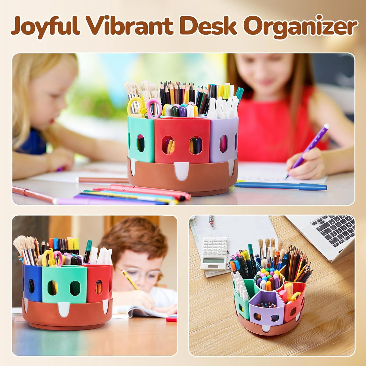 Rotating Art Supply Organizer, Lazy Susan Caddy, Large