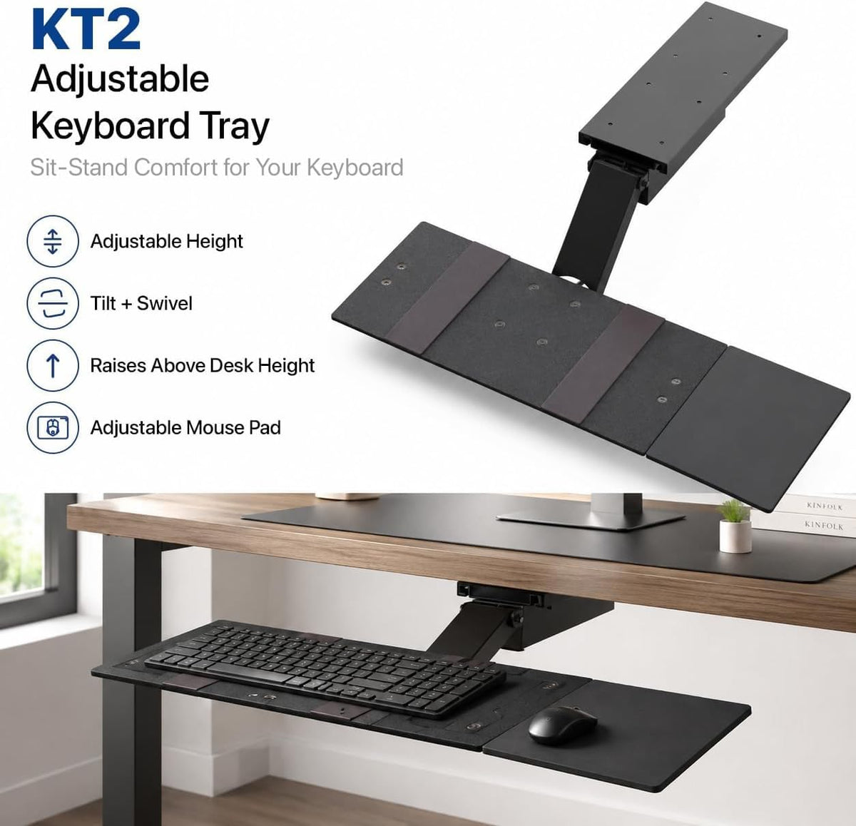 Under Desk Keyboard Tray Slide Out & Keyboard Holder
