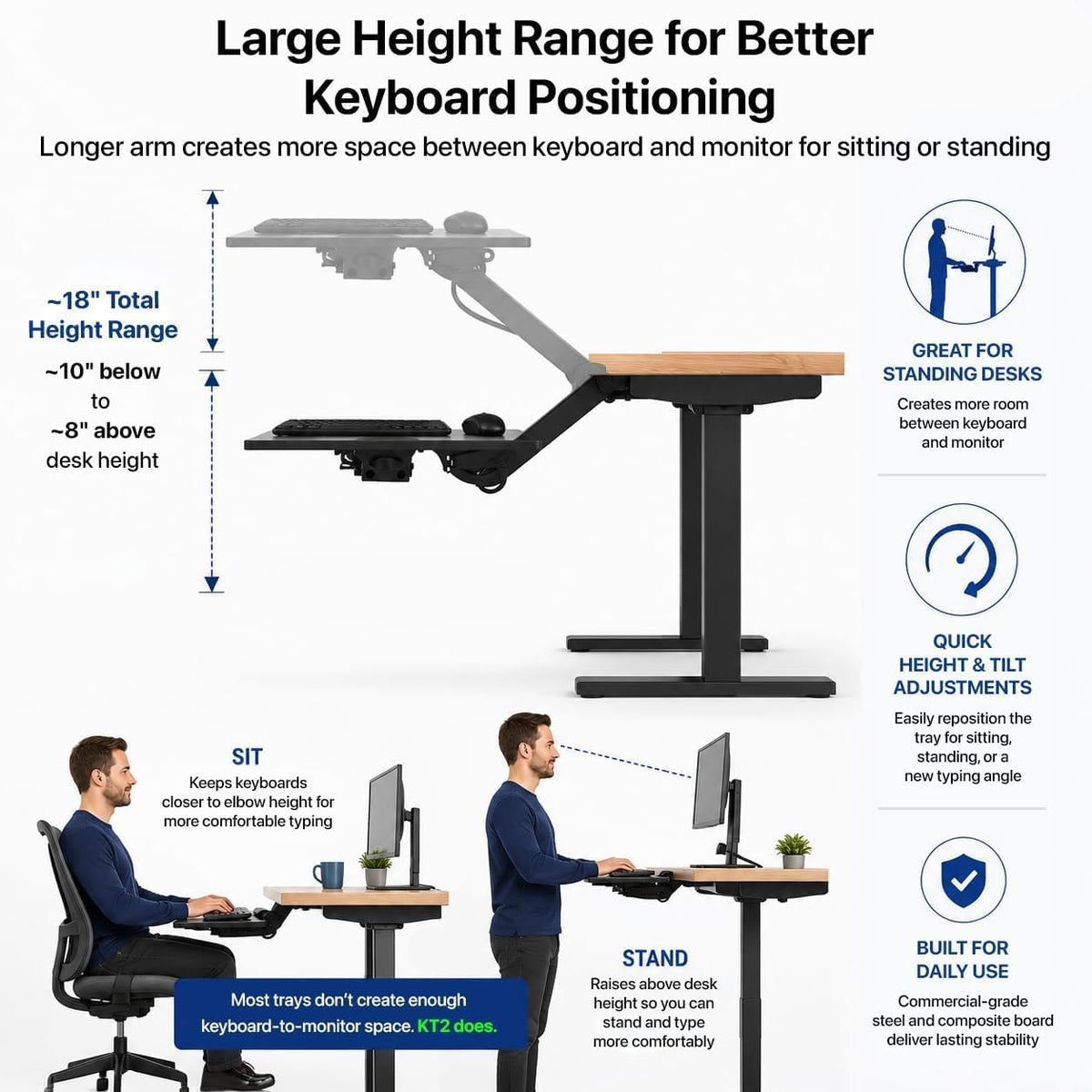 Under Desk Keyboard Tray Slide Out & Keyboard Holder