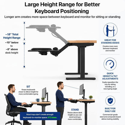 Under Desk Keyboard Tray Slide Out & Keyboard Holder