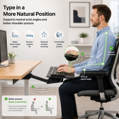 Under Desk Keyboard Tray Slide Out & Keyboard Holder