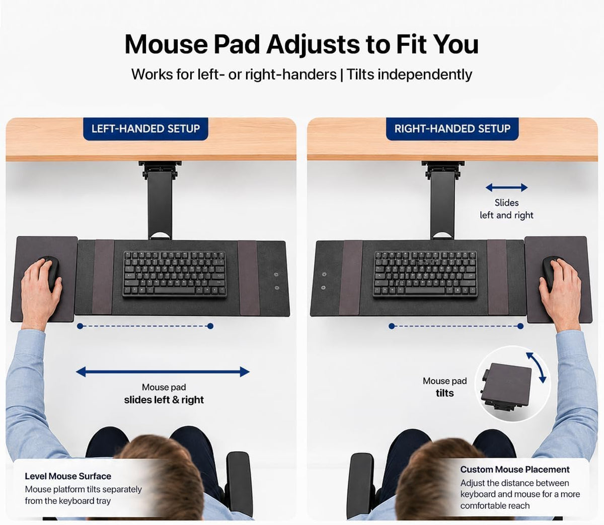 Under Desk Keyboard Tray Slide Out & Keyboard Holder