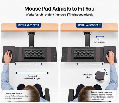Under Desk Keyboard Tray Slide Out & Keyboard Holder