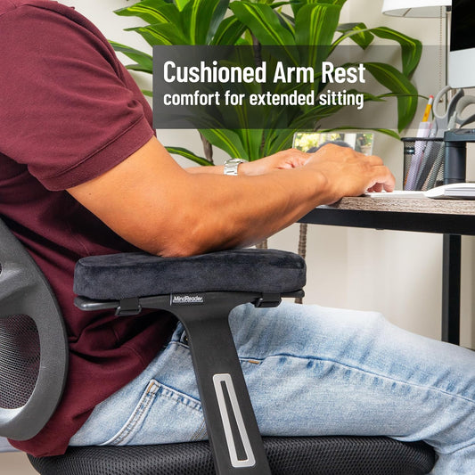Air-Cloud Memory Foam Armrest Pads, Office & Gaming Chair Arm Rests, Elbow Support with Washable Cover, Black