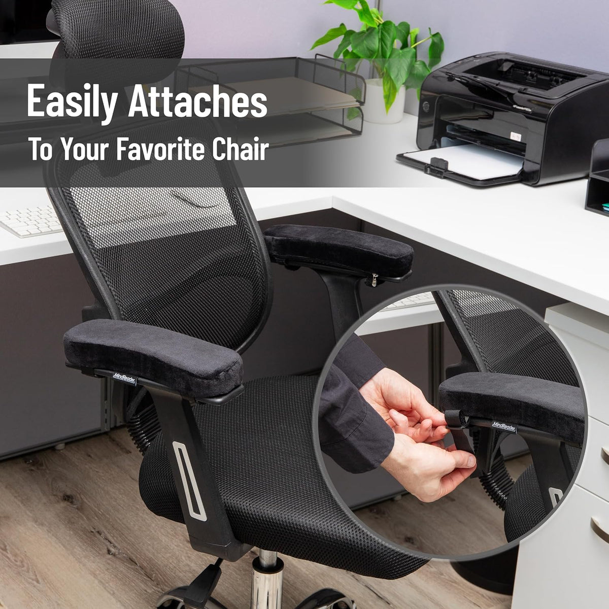 Air-Cloud Memory Foam Armrest Pads, Office & Gaming Chair Arm Rests, Elbow Support with Washable Cover, Black