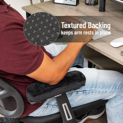 Air-Cloud Memory Foam Armrest Pads, Office & Gaming Chair Arm Rests, Elbow Support with Washable Cover, Black