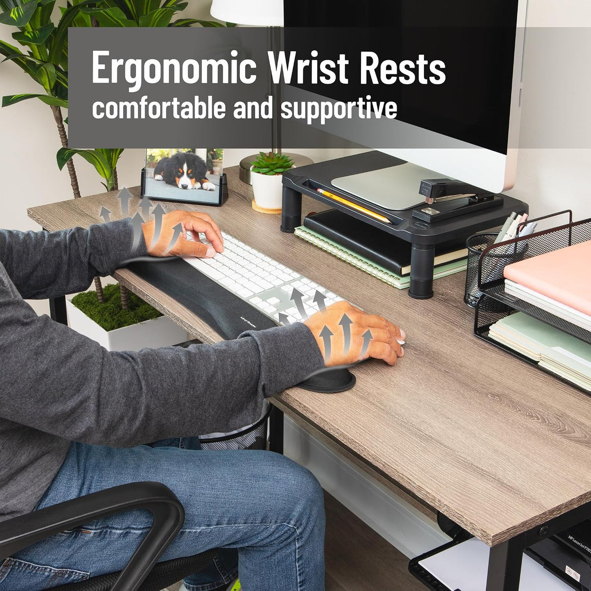 Air-Cloud Memory Foam Armrest Pads, Office & Gaming Chair Arm Rests, Elbow Support with Washable Cover, Black