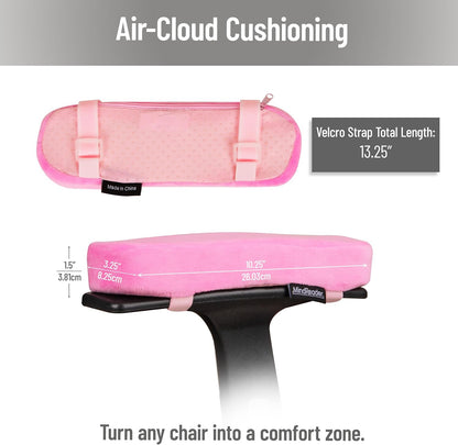 Air-Cloud Memory Foam Armrest Pads, Office & Gaming Chair Arm Rests, Elbow Support with Washable Cover, Black