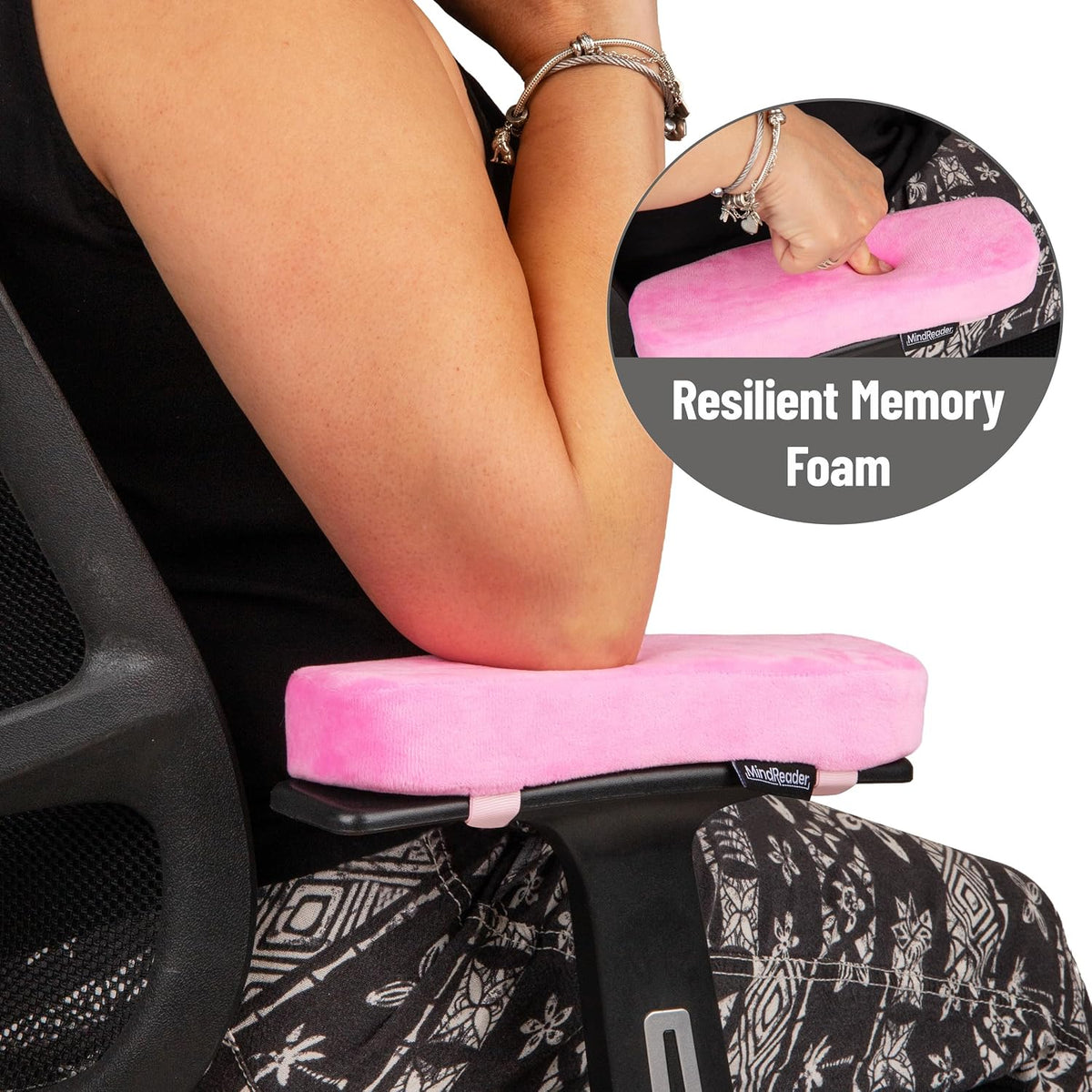 Air-Cloud Memory Foam Armrest Pads, Office & Gaming Chair Arm Rests, Elbow Support with Washable Cover, Black