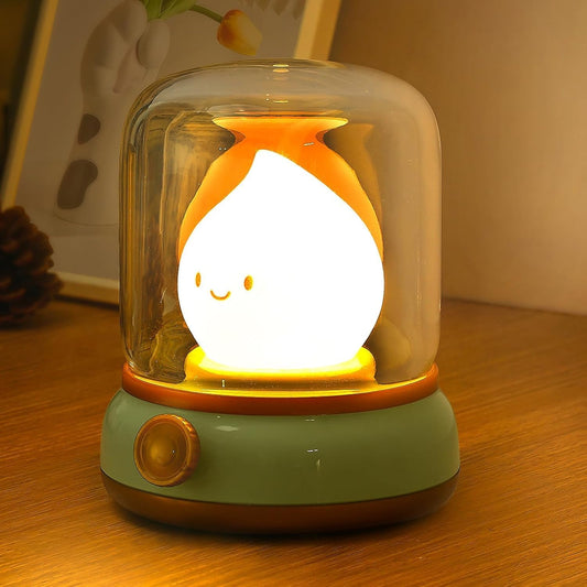 Ghost Campfire Desk Lamp Cute, Small Bedside Table Lamp Dimmable, 2 Modes Warm Night Light with Timer, Cordless Rechargeable Battery Night Light for Kids Teens, Vintage Ambient Light
