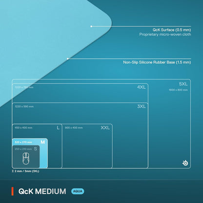 QcK Gaming Mouse Pad - XXL Cloth - Peak Tracking and Stability - Esports Mousepad - Never-Slip - Full Desk Coverage