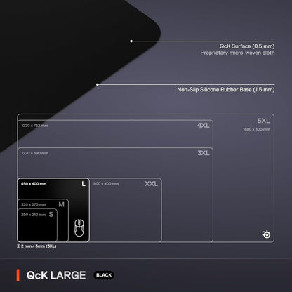 QcK Gaming Mouse Pad - XXL Cloth - Peak Tracking and Stability - Esports Mousepad - Never-Slip - Full Desk Coverage