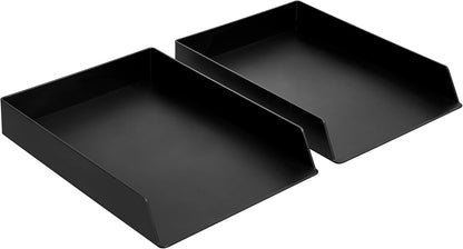 Rectangular Plastic Desk Organizer, letter size Tray, 9.7 x 2.2 x 13 inches, Black