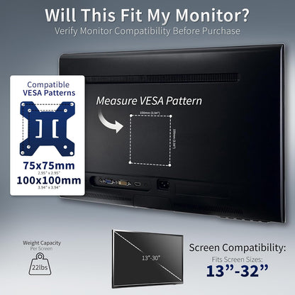 Freestanding Dual Monitor Stand with Sleek Glass Base and Adjustable Arms, Mounts 2 Screens up to 32 inch and 22 lbs Each, Black, STAND-V002FG