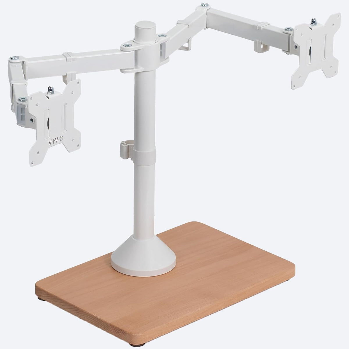 Freestanding Dual Monitor Stand with Sleek Glass Base and Adjustable Arms, Mounts 2 Screens up to 32 inch and 22 lbs Each, Black, STAND-V002FG