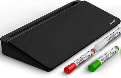 Glass Desktop Whiteboard with Storage, Desk Dry Erase Board Buddy