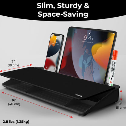 Glass Desktop Whiteboard with Storage, Desk Dry Erase Board Buddy